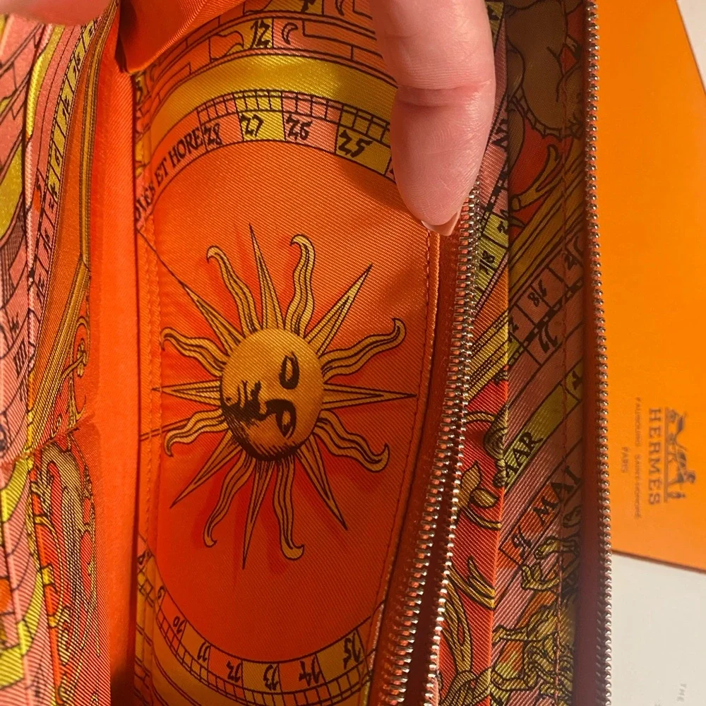 Hermes Vintage Orange Sun Silk’In Wallet